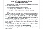 THƯ MỜI THAM DỰ ĐẠI HỘI ĐỒNG CỔ ĐÔNG NĂM 2020